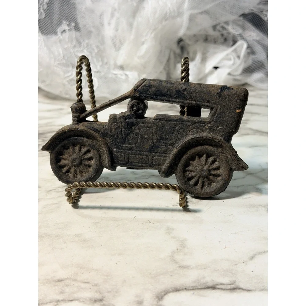 2~ CAST IRON WALL ART ANTIQUE CARS 4.5